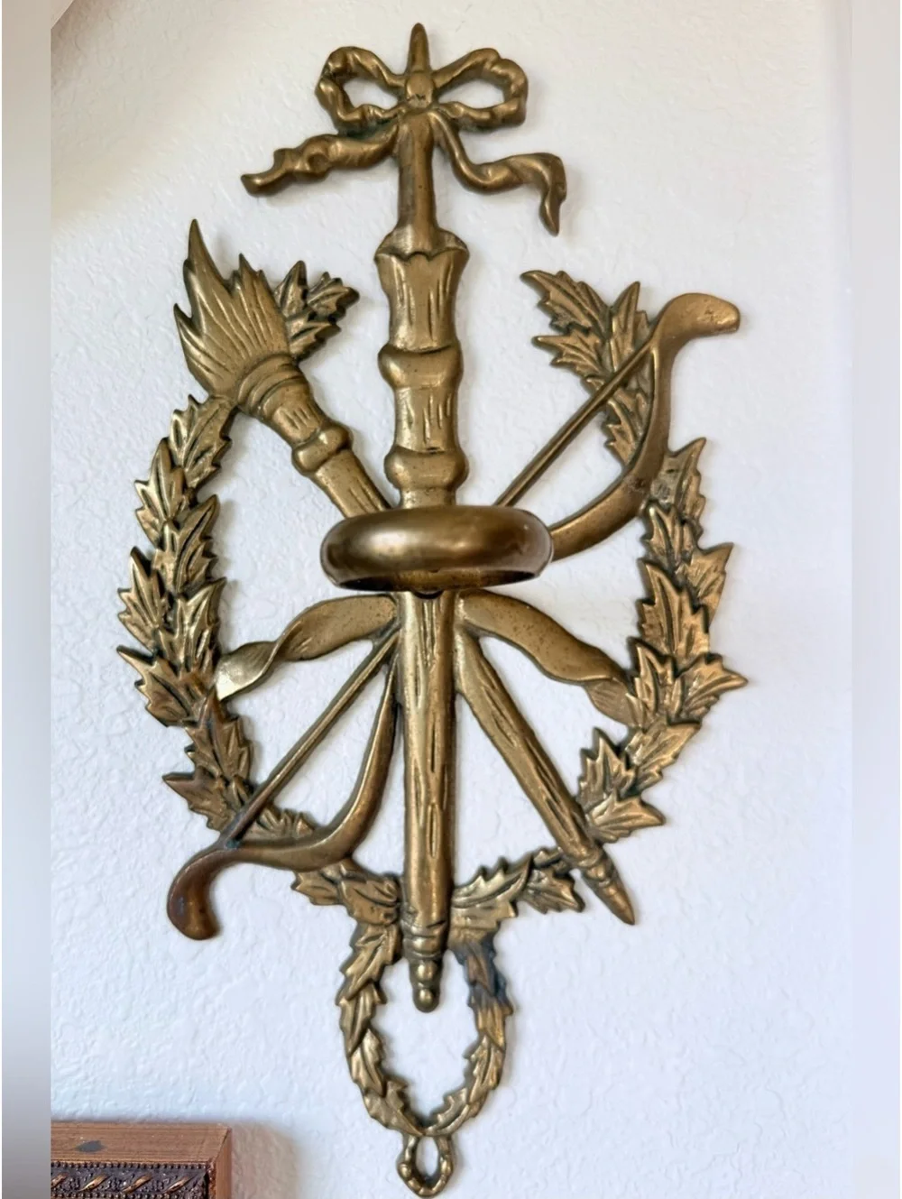 Antique French Style Trophy of Love Wall Plaque | Cupid Bow Quiver Torch  Laurel